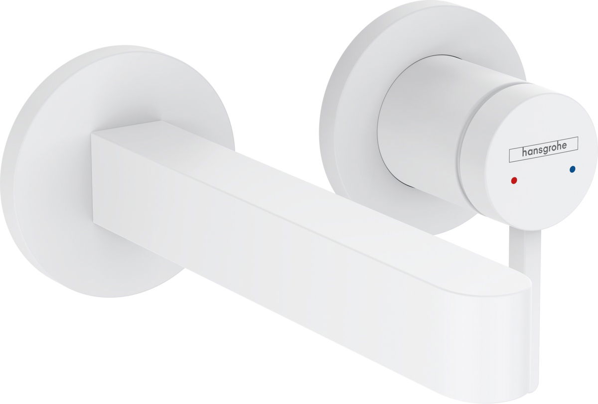 Baterie lavoar Hansgrohe Finoris cu pipa 168mm montaj incastrat necesita corp ingropat alb mat