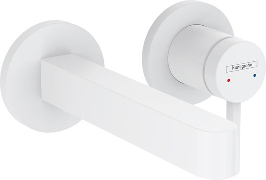 Baterie lavoar Hansgrohe Finoris cu pipa 168mm montaj incastrat necesita corp ingropat alb mat