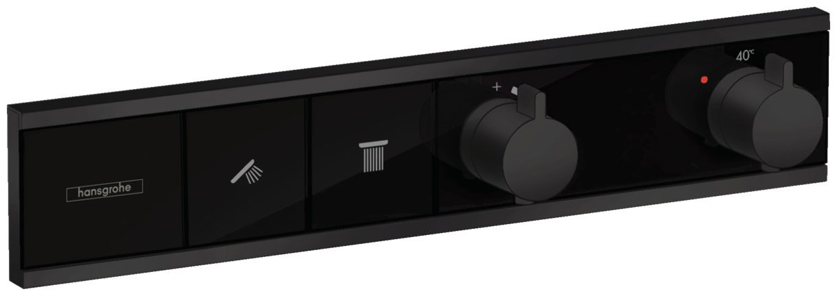 Baterie cada - dus termostatata Hansgrohe RainSelect cu montaj incastrat necesita corp ingropat negru mat