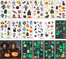 Set de 30 foi cu tatuaje temporare de Halloween MAXEE, 330 piese, multicolor, 105 x 30 mm