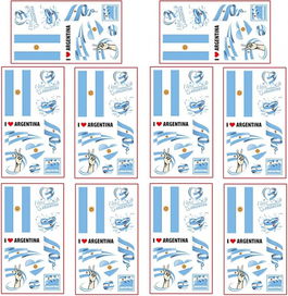 Set de 10 foi cu tatuaje temporare pentru cupa mondiala ZETIY, multicolor, 68 x 120 mm