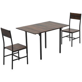 HOMCOM Set de mobilier din 3 piese, masa de bucatarie cu extensie plianta cu 2 scaune, masa pentru mic dejun | AOSOM RO