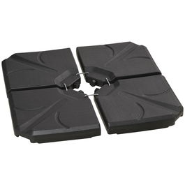 Outsunny 4 bucati baza de umbrela din plastic HDPE, umpluta cu apa si nisip pana la 18 kg, 103x103x8,3 cm, negru | AOSOM RO
