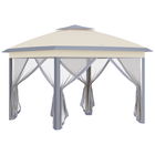 Outsunny Foisor pliabil cu plasa de tantari si baldachin dublu, inaltime reglabila si geanta de transport, 330x330x288cm, bej | AOSOM RO