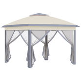 Outsunny Foisor pliabil cu plasa de tantari si baldachin dublu, inaltime reglabila si geanta de transport, 330x330x288cm, bej | AOSOM RO