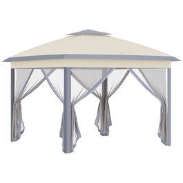 Outsunny Foisor pliabil cu plasa de tantari si baldachin dublu, inaltime reglabila si geanta de transport, 330x330x288cm, bej | AOSOM RO