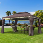 Outsunny Foisor de Gradina pliabil cu Plasa de tantari si Acoperis dublu, 3.9x2.9 m Cafeniu | Aosom Ro