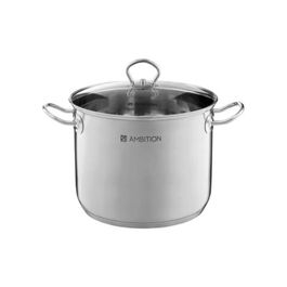 Oala inalta cu capac Acero, Ambition, 30 ml, 16 L, inox/sticla, argintiu
