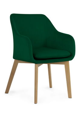 Scaun tapitat cu stofa si picioare din lemn Huan Verde / Fag, l61xA63xH86 cm