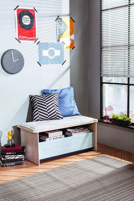 Bancă, Çilek, Trio Ottoman With Drawer, 98x43x43cm, Multicolor