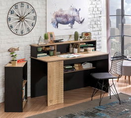 Birou, Çilek, Black Large Study Desk, 138x75x58cm, Multicolor