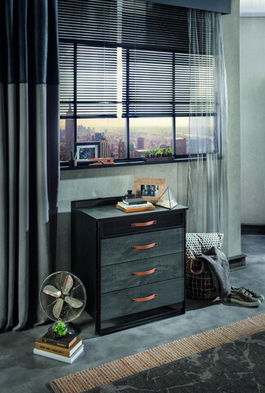 Dulap, Çilek, Dark Metal Dresser, 78x87x48cm, Multicolor