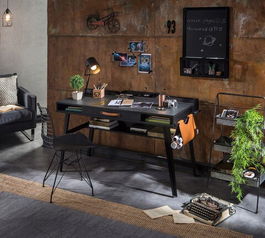 Birou, Çilek, Dark Metal Study Desk, 134x80x62cm, Multicolor
