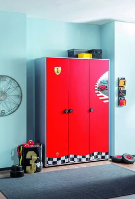 Dulap pentru haine, Çilek, Race Cup 3 Doors Wardrobe, 135x198x54cm, Multicolor