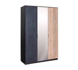 Dulap pentru haine, Çilek, Black 3 Doors Wardrobe, 137x210x53cm, Multicolor