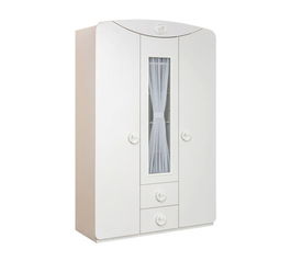 Dulap pentru haine, Çilek, Baby Cotton 3 Doors Wardrobe With Window, 133.1x201.3x54.6cm, Multicolor