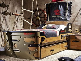 Patul navei, Çilek, Pirate Ship Bed (S-90X190), 105x183x241cm, Multicolor