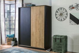 Dulap pentru haine, Çilek, Black Sliding Wardrobe, 164x206x59cm, Multicolor