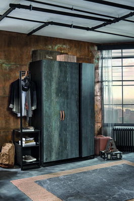 Dulap pentru haine, Çilek, Dark Metal 3 Doors Wardrobe, 132x210x62cm, Multicolor