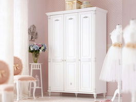 Dulap pentru haine, Çilek, Romantic 3 Doors Wardrobe, 140x203x58cm, Multicolor