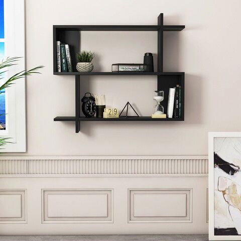 Raft de perete, Decorotika, Mina, 90x22x36cm, Negru