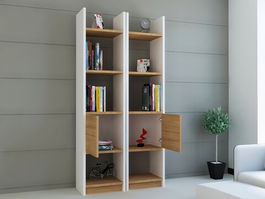 Corp biblioteca, Decorotika, Esbi 102, 66.2x150x29.5cm, Alb / Teak