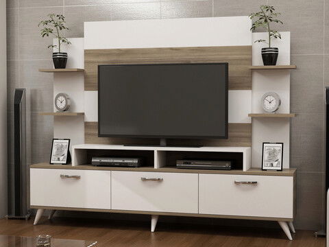Comoda TV, Decorotika, Diana, 180x143x30cm, Alb / Nuc
