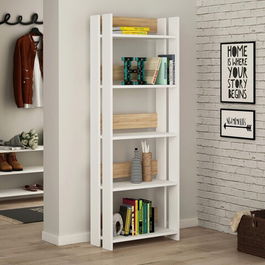 Corp biblioteca, Decortie, Massimo, 57x155x25cm, Alb / Stejar