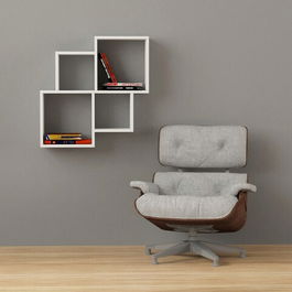 Raft de perete, Decortie, Oyo, 100x72x22cm, Alb
