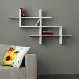 Raft de perete, Decortie, Halic, 150x82x22cm, Alb