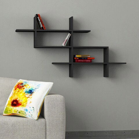 Raft de perete, Decortie, Halic, 150x82x22cm, Antracit