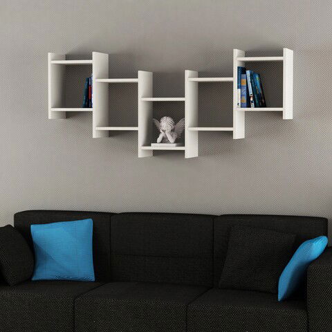 Raft de perete, Decortie, Bat, 151x64x20cm, Alb