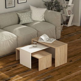 Set masuta de cafea, Decortie, Kanta, Stejar / Alb