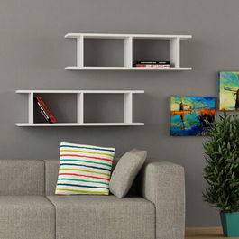 Raft de perete, Decortie, Ray, 100x27.5x22cm, Alb