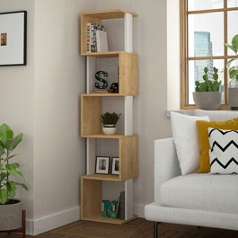 Corp biblioteca, Decortie, Piri, 35x161x30cm, Stejar / Alb