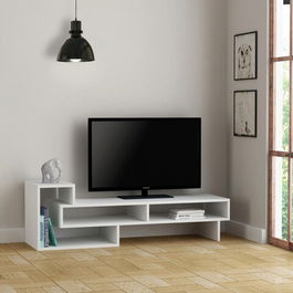 Comoda TV, Decortie, Tetra, 136.5x42x40cm, Alb
