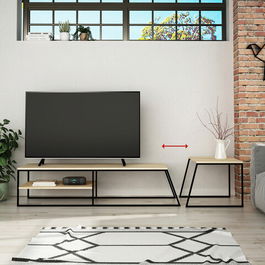 Comoda TV, Decortie, Pal Tv Sehpası, Cm, Stejar / Negru