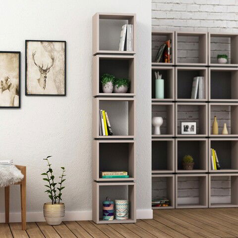 Corp biblioteca, Decortie, Multi, 32x167x22cm, Mocha ușoară / Antracit