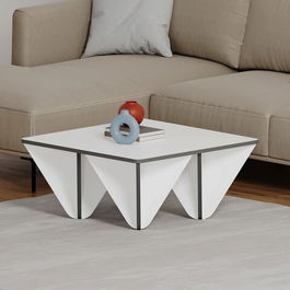Măsuţă de cafea, Decortie, Diamond, 80x37.8x80cm, Alb / Antracit