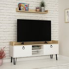 Comoda TV, Decortie, Keday, Cm, Alb / Stejar