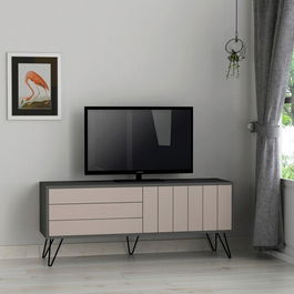 Comoda TV, Decortie, Picadilly Tv Stand, 139x57x36cm, Antracit / Maro deschis