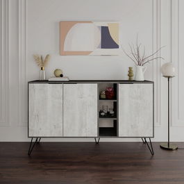 Consolă, Decortie, Clara, 142x83x35.6cm, Gri / Alb