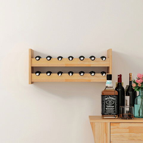 Raft din lemn pentru vin, Dekzy, DZYD0009, 70x30x25cm, Stejar