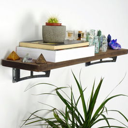 Raft decorativ de perete din lemn, Evila Originals, LAM019, 60x8x16cm, Nuc