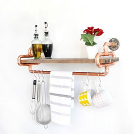 Raft decorativ de perete din lemn, Evila Originals, COP045, 60x19x17cm, Stejar
