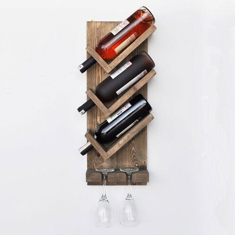 Raft din lemn pentru vin, Evila Originals, Aa062, 22x60x11cm, Nuc
