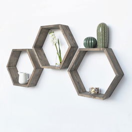 Raft de perete, Evila Originals, HEX001, 40x40x10cm, Nuc