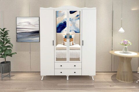 Dulap pentru haine, Glenevis, Lavinia 714, 140x188x50cm, Alb