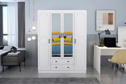 Dulap pentru haine, Glenevis, Mihra 204, 140x186x50cm, Alb