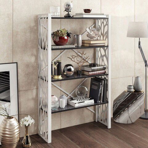 Corp biblioteca, Hadley, Tongfu, 90x148.5x30.1cm, Alb / Negru